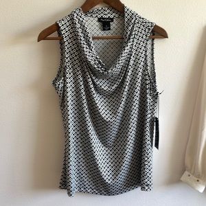 Never worn! Navy blue and white scoop neck  macys top